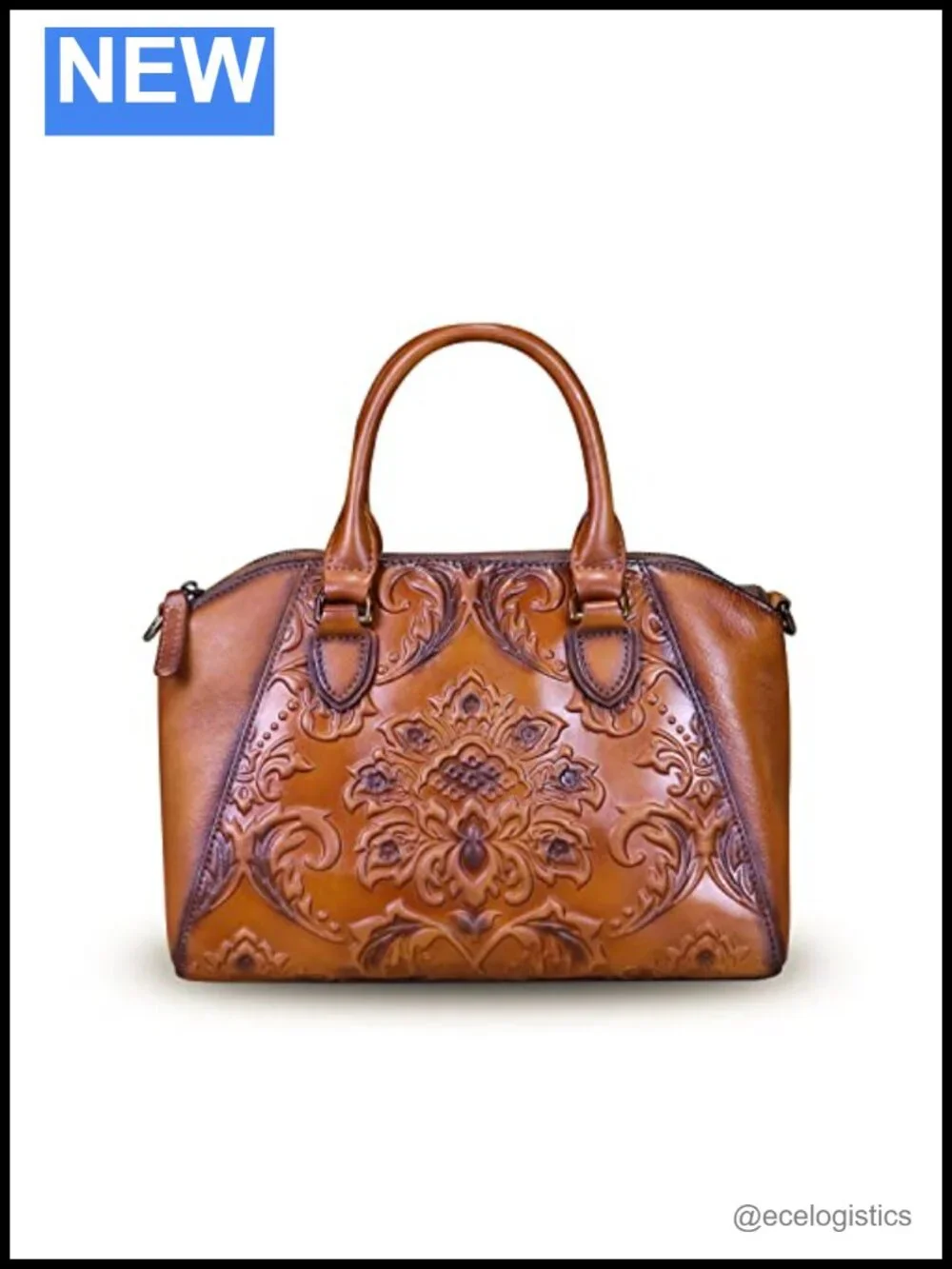 Genuine Leather Vintage Embossed Hobo Satchel Crossbody Handbag